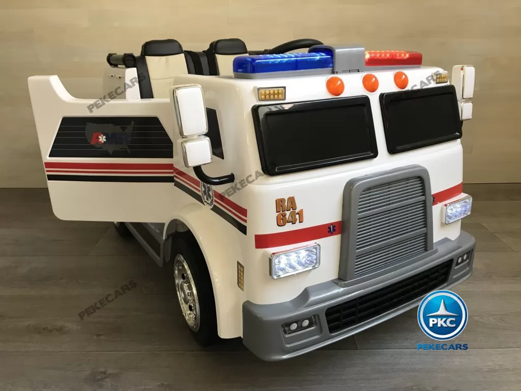 Ambulancia electrica infantil 2 plazas vista lateral