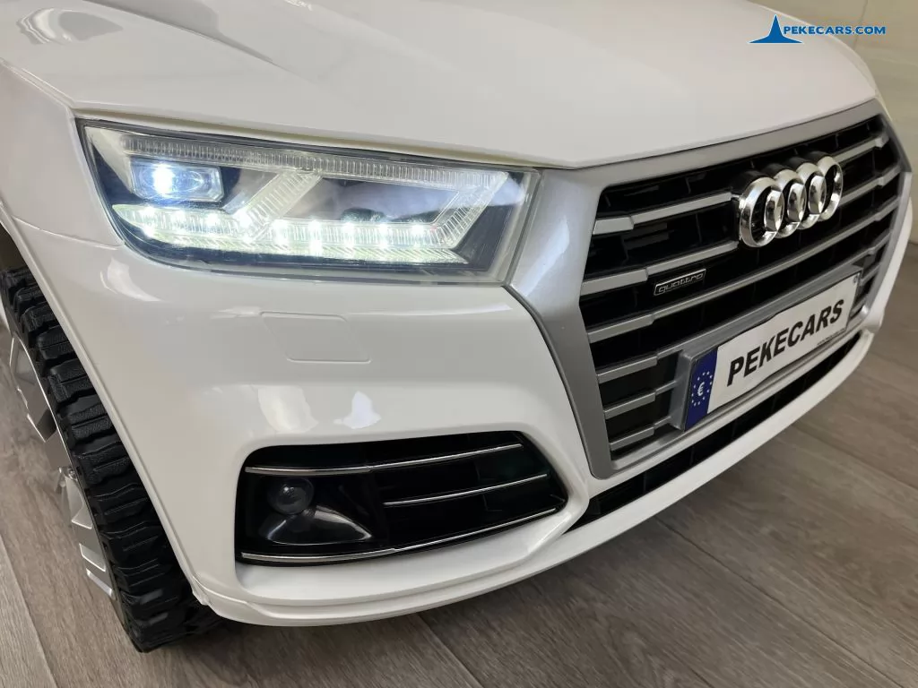audi q5 24v 2 plazas blanco coche electrico para niños luces frontales