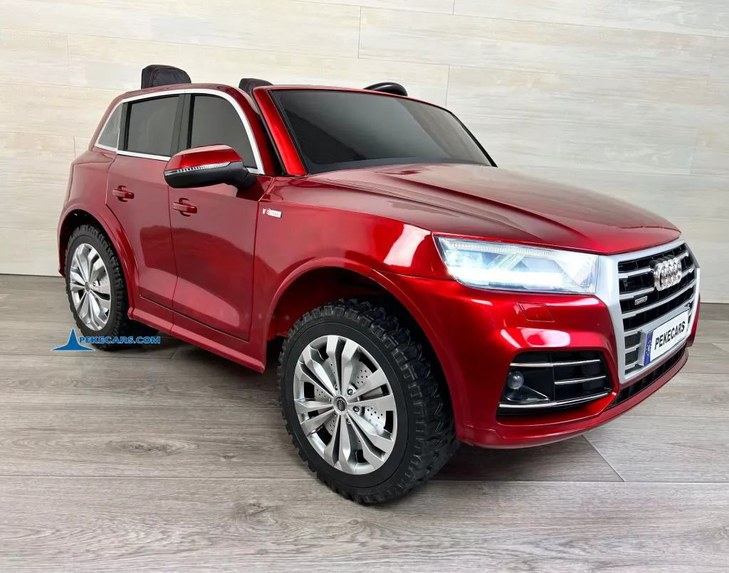 audi q5 24v 2 plazas rojo pintado coche para niños frontal izquierdo