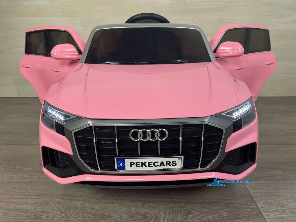 Audi Q8 12V Rosa coche para niños electrico puertas abiertas