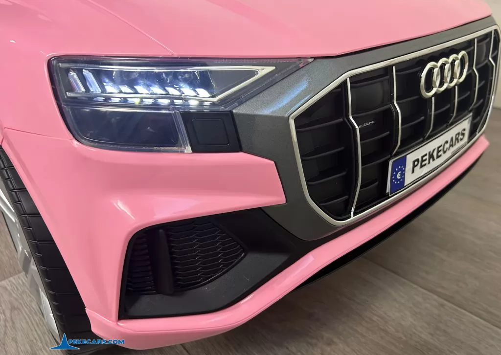 Audi Q8 12V Rosa coche para niños electrico luces frontales