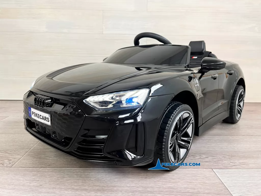 coche electrico niños audi rs e tron gt negro metalizado detalle lado frente