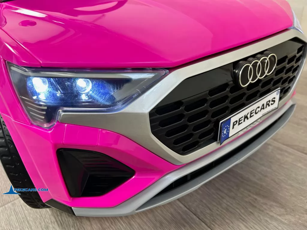 Audi SQ8 rosa coche electrico para niños luces frontales
