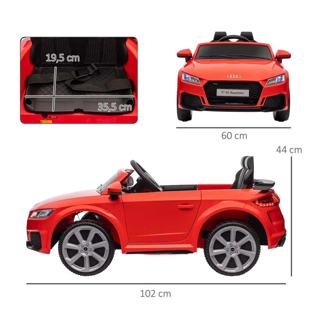 Audi TT RS Roadster 1 Plaza 12V 2.4G Rojo Medidas