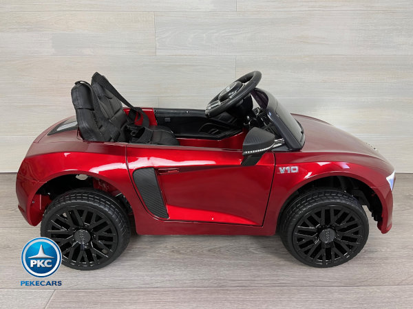 Coche eléctrico para niños Audi Little R8 Spyder Rojo Metalizado vista lateral