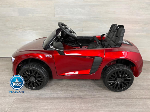 Coche eléctrico para niños Audi Little R8 Spyder Rojo Metalizado vista lateral