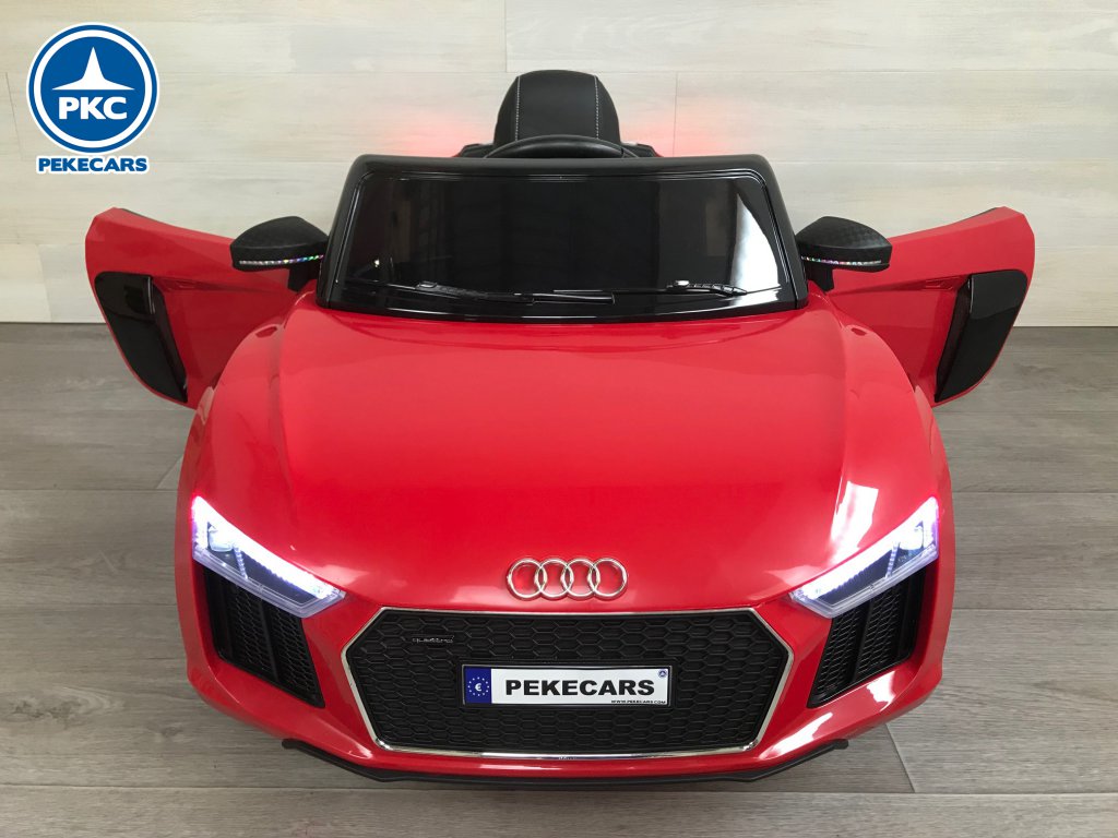 Coche eléctrico para niños Audi R8 Spyder Rojo vista frontal apertura de puertas