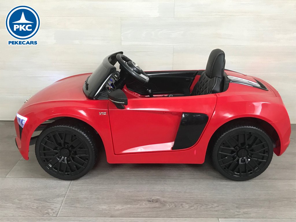 Coche eléctrico para niños Audi R8 Spyder Rojo vista lateral