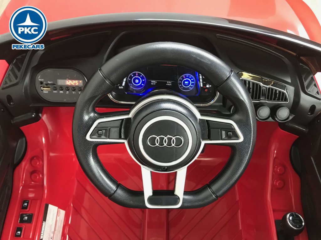 Coche eléctrico para niños Audi R8 Spyder Rojo vista volante