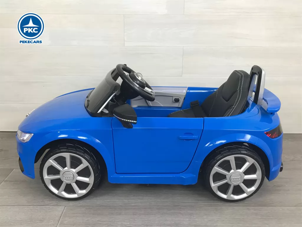 Coche eléctrico para niños Audi TT Azul vista izquierda