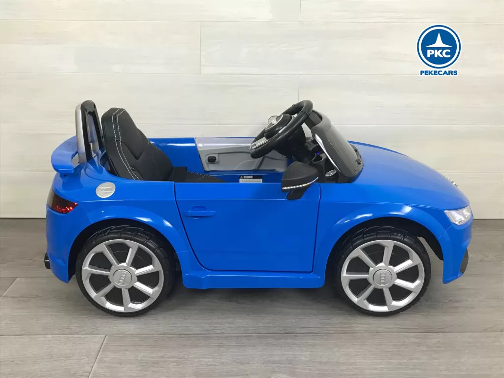 Coche eléctrico para niños Audi TT Azul vista lateral