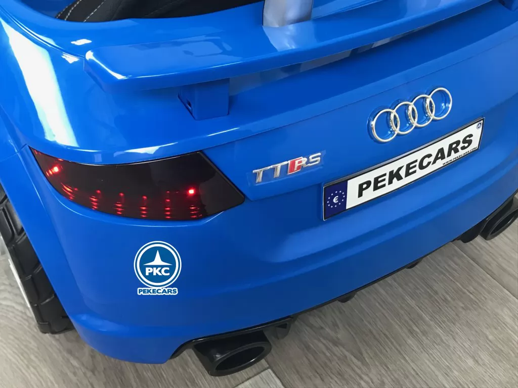 Coche eléctrico para niños Audi TT Azul vista faro trasero