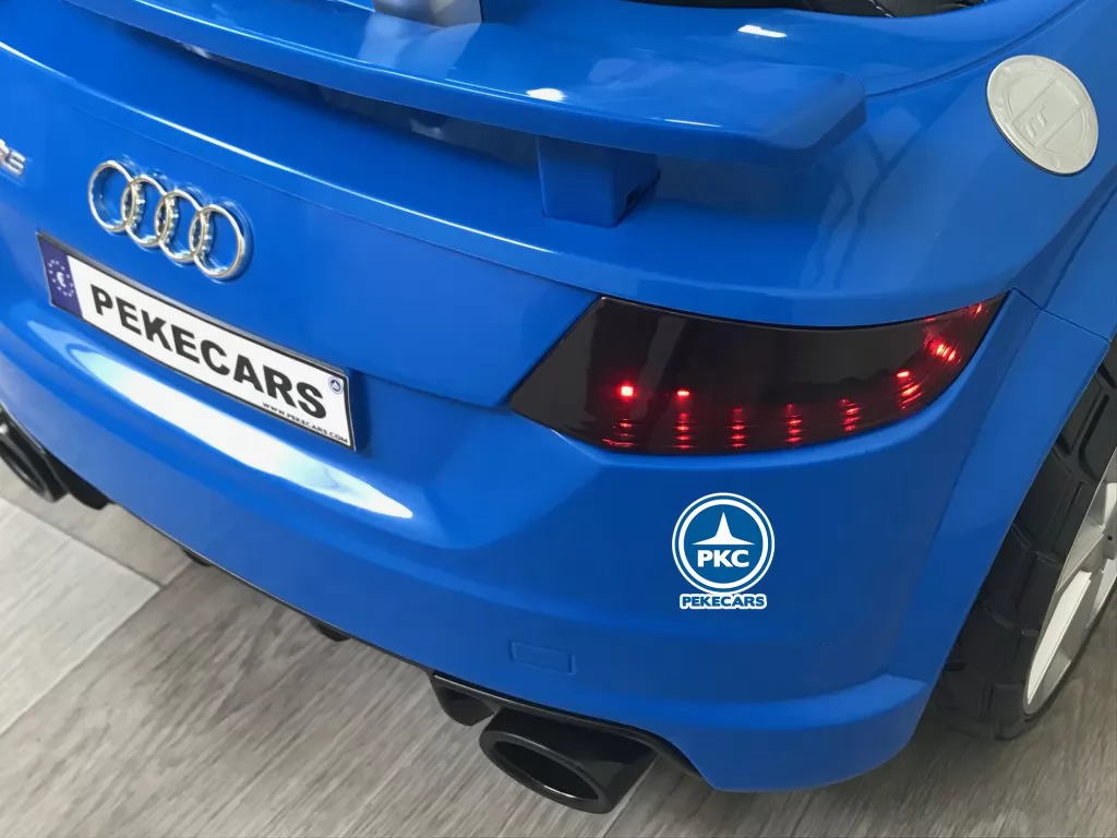 Coche eléctrico para niños Audi TT Azul vista faro trasero 2