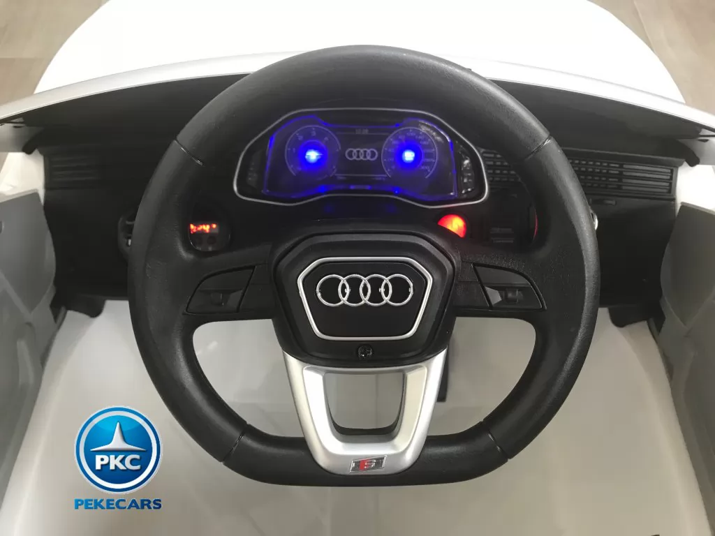 coche eléctrico infantil Audi Q8 12V Blanco vista volante