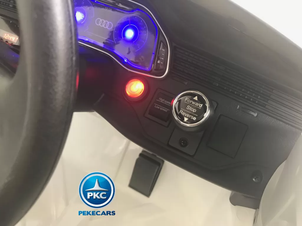 coche eléctrico infantil Audi Q8 12V Blanco vista cambio de marchas