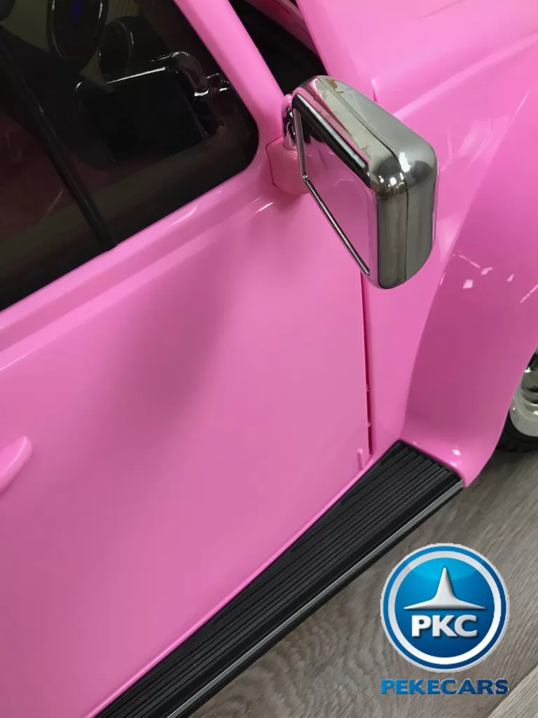 Beetle clásico color rosa vista detalle puertas