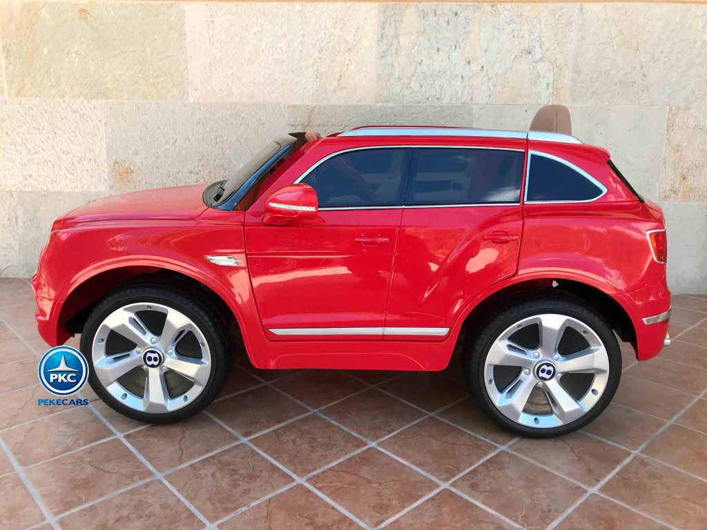 Coche eléctrico infantil Bentley Bentayga Rojo vista lateral