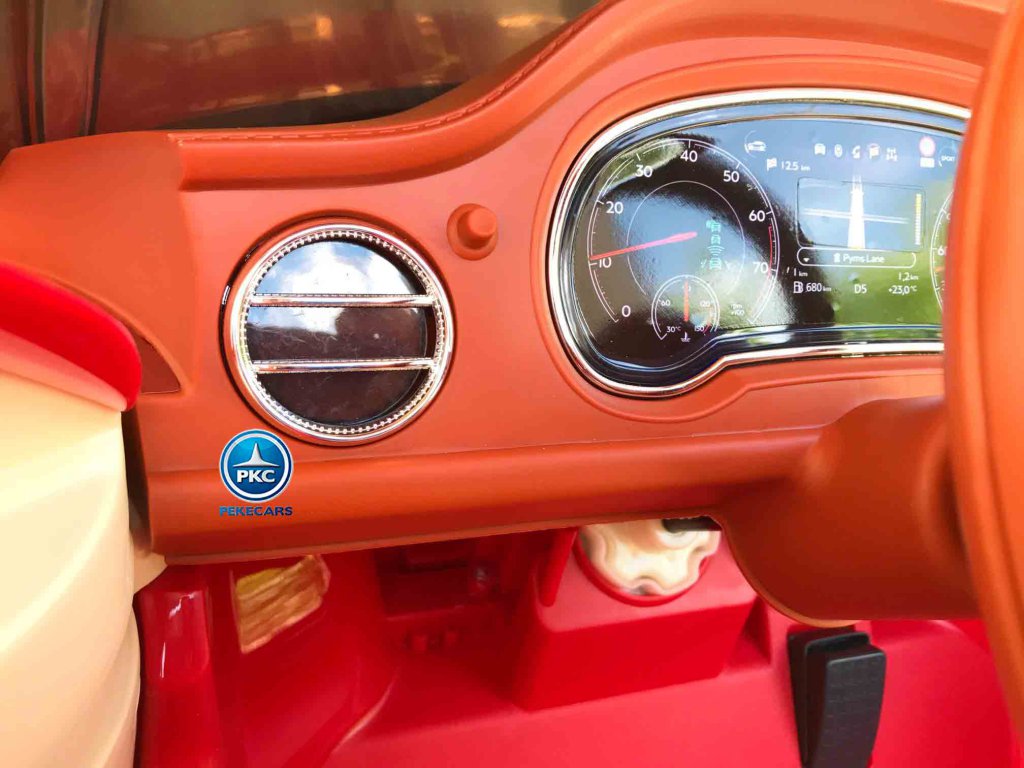 Coche eléctrico infantil Bentley Bentayga Rojo vista voltímetro