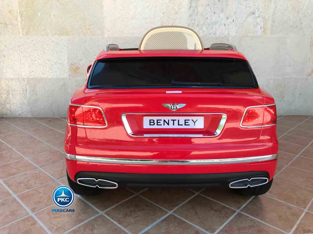 Coche eléctrico infantil Bentley Bentayga Rojo vista trasera