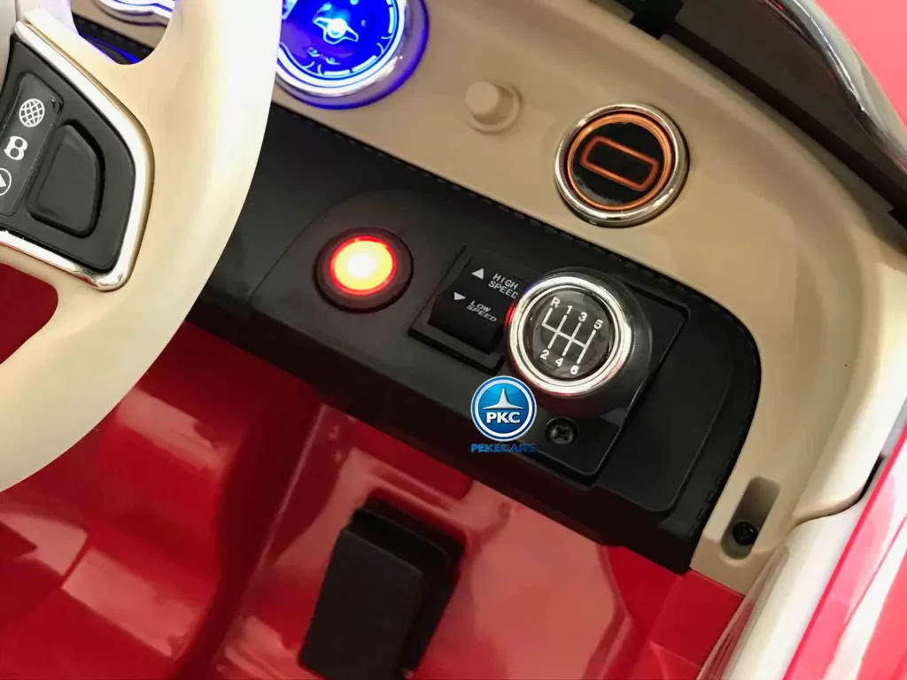 Coche eléctrico infantil Bentley EXP Rojo vista cambio de marchas