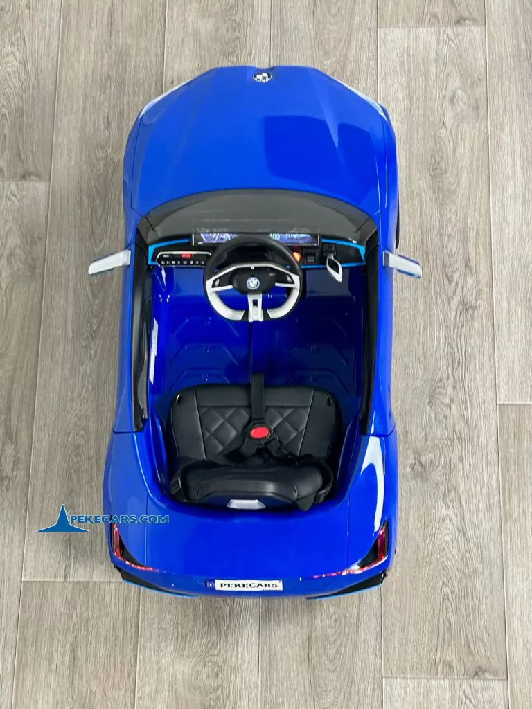 Coche eléctrico para niños BMW I4 12V 2.4G Azul vista desde arriba