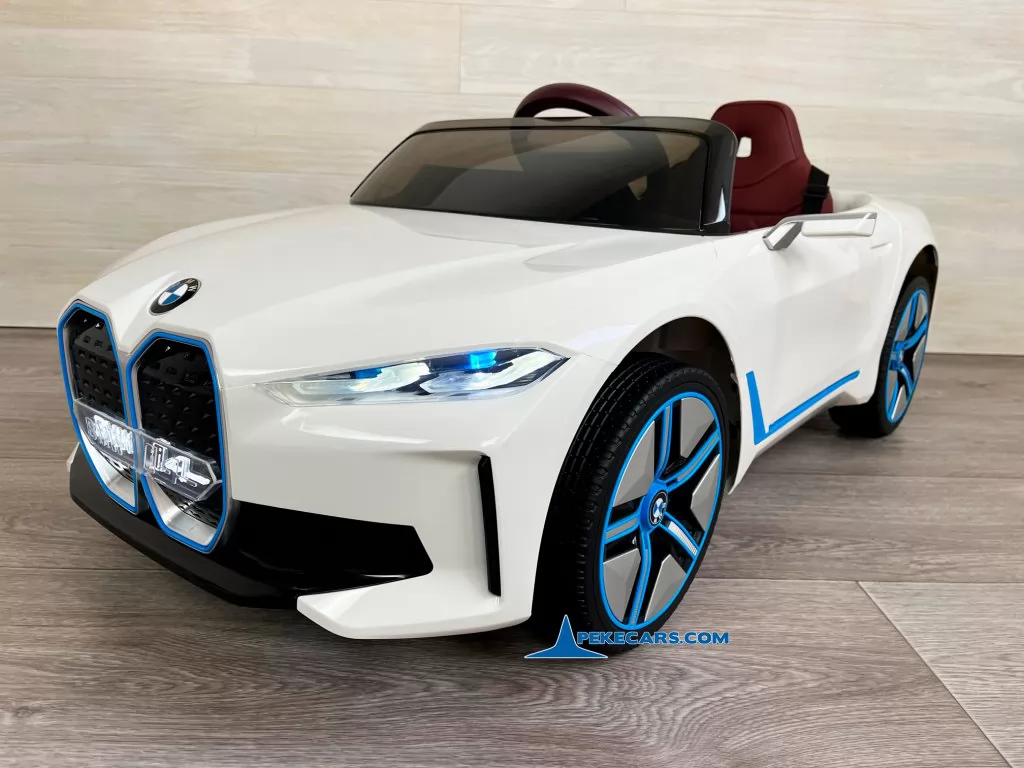 coche electrico niños bmw i4 blanco detalle frente