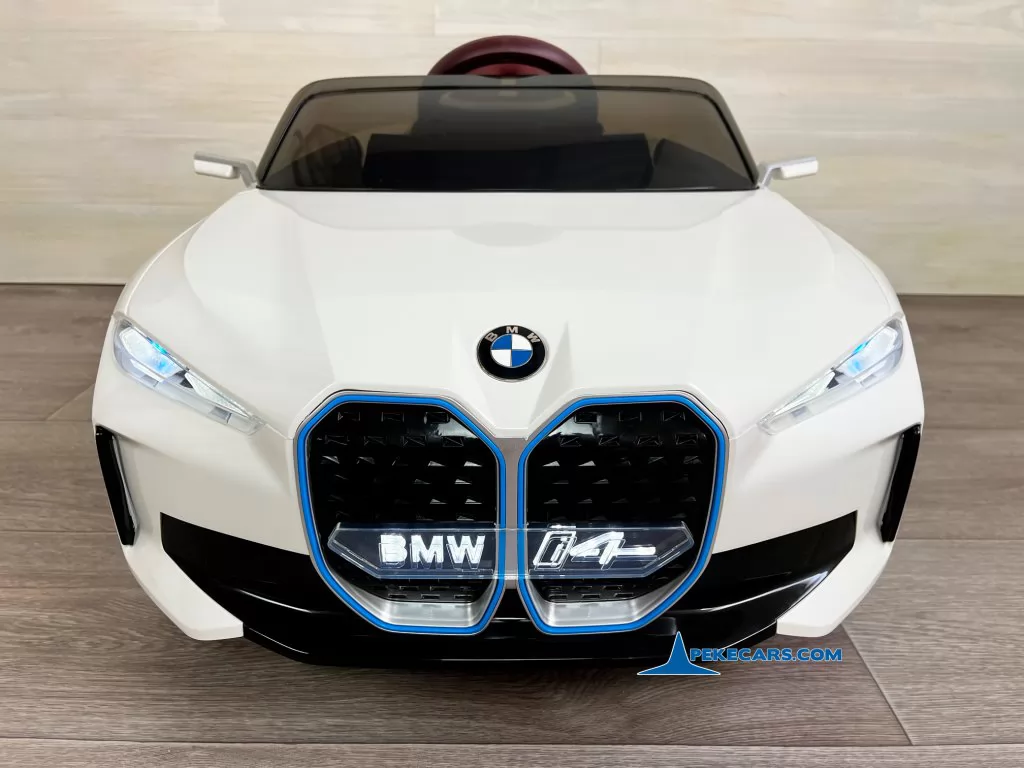 coches electricos niños bmw i4 blanco frente luces