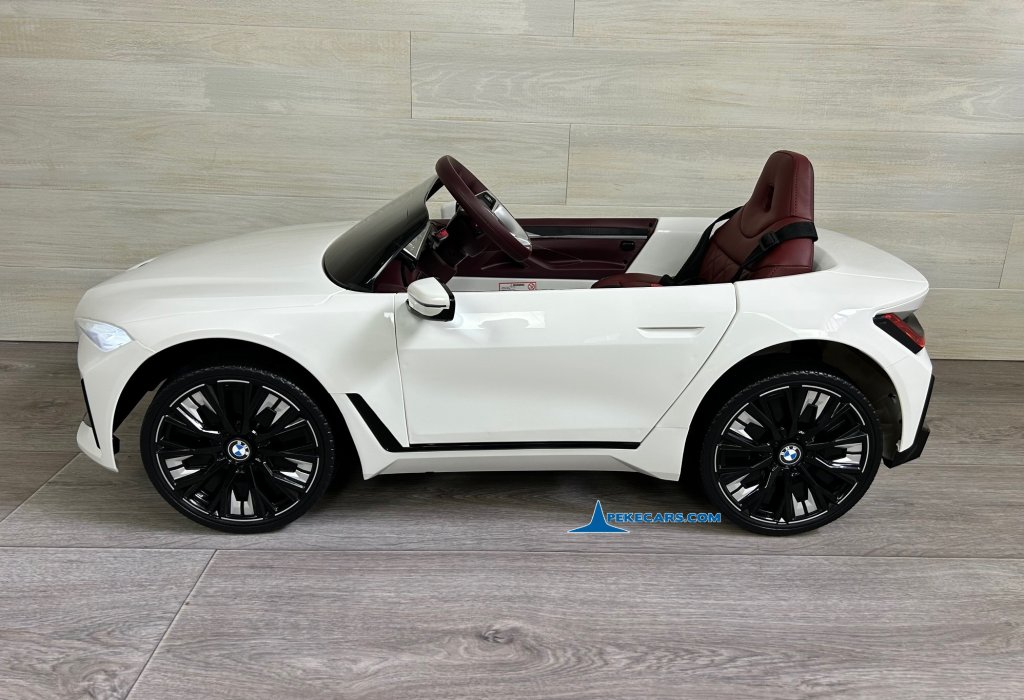 Coche eléctrico para niños BMW I4 12V 2.4G Blanco lateral