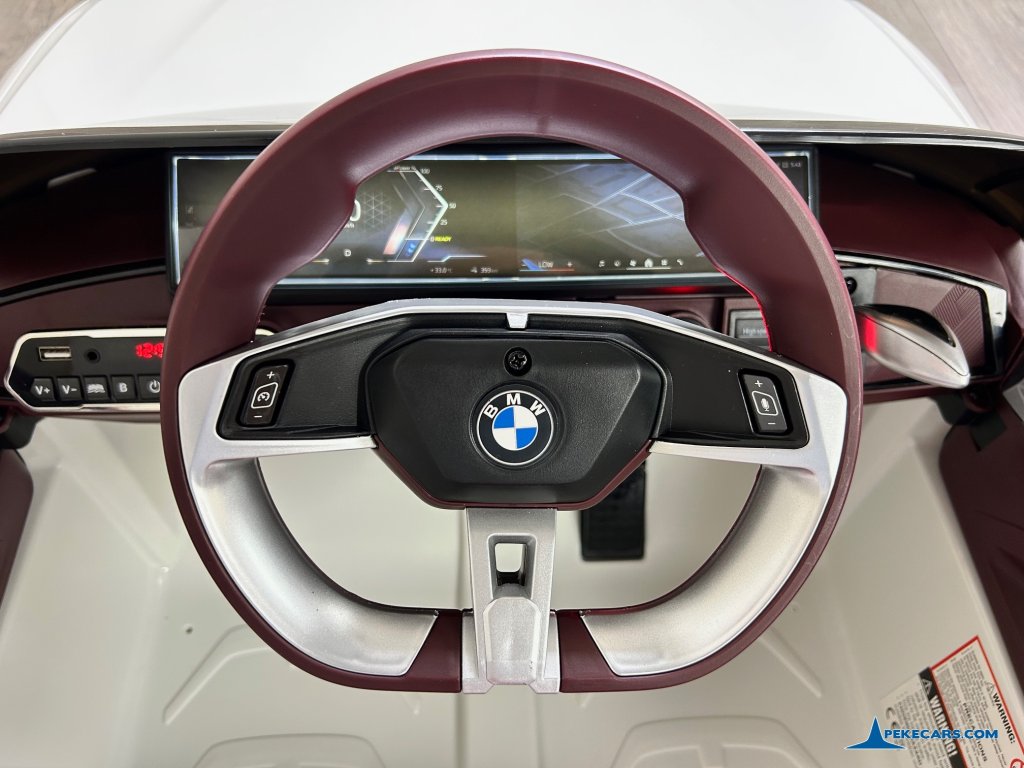 Coche eléctrico para niños BMW I4 12V 2.4G Blanco volante