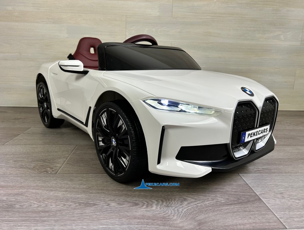 Coche eléctrico para niños BMW I4 12V 2.4G Blanco angulo