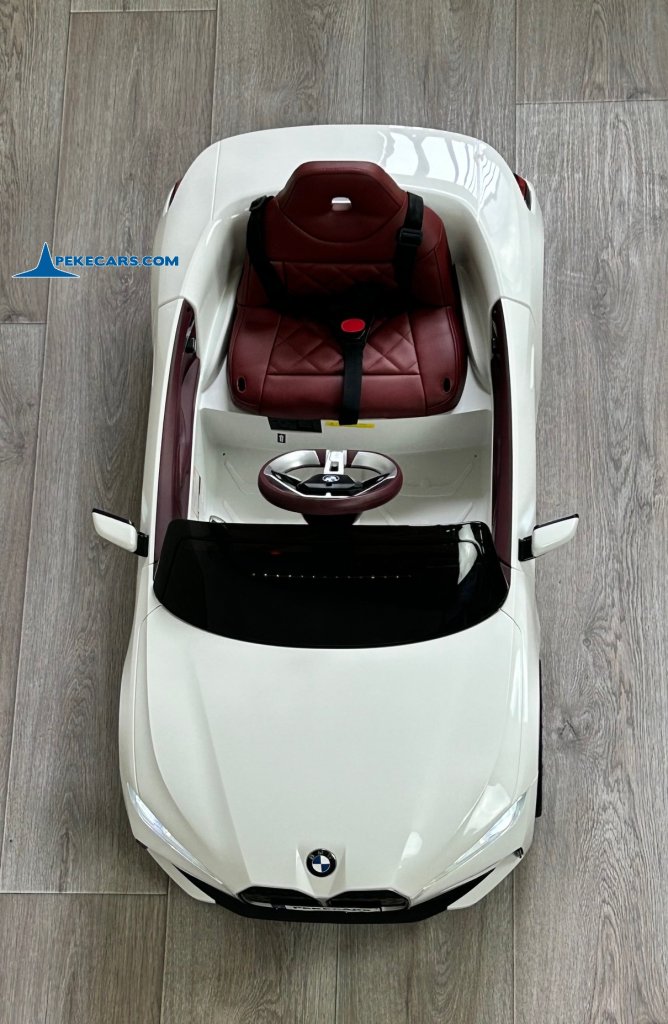 Coche eléctrico para niños BMW I4 12V 2.4G Blanco vista aerea