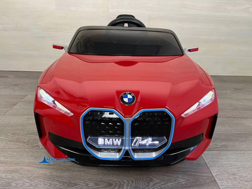 Coche eléctrico para niños BMW I4 12V 2.4G Rojo Metalizado vista frontal
