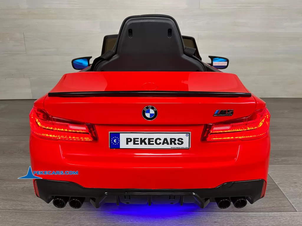 bmw m5 mp4 rojo coche electrico niños vista trasera luces