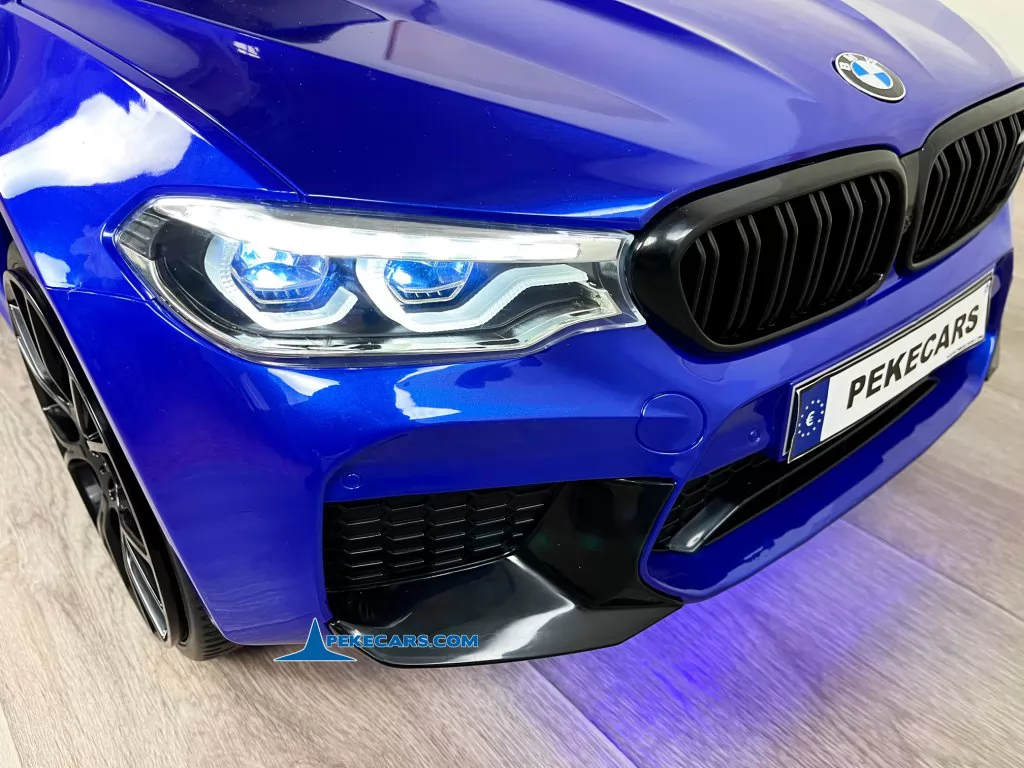 coches teledirigidos bmw m5 mp4 azul metalizado detalle luces frente