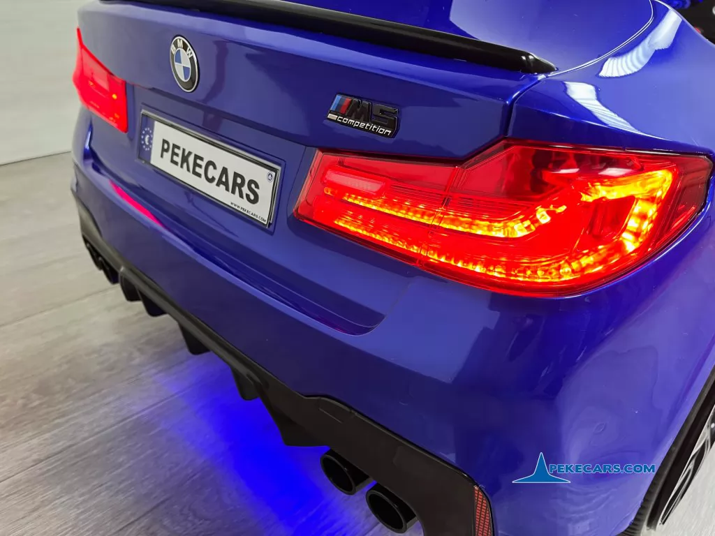 coche electrico niños bmw m5 mp4 azul metalizado luces traseras