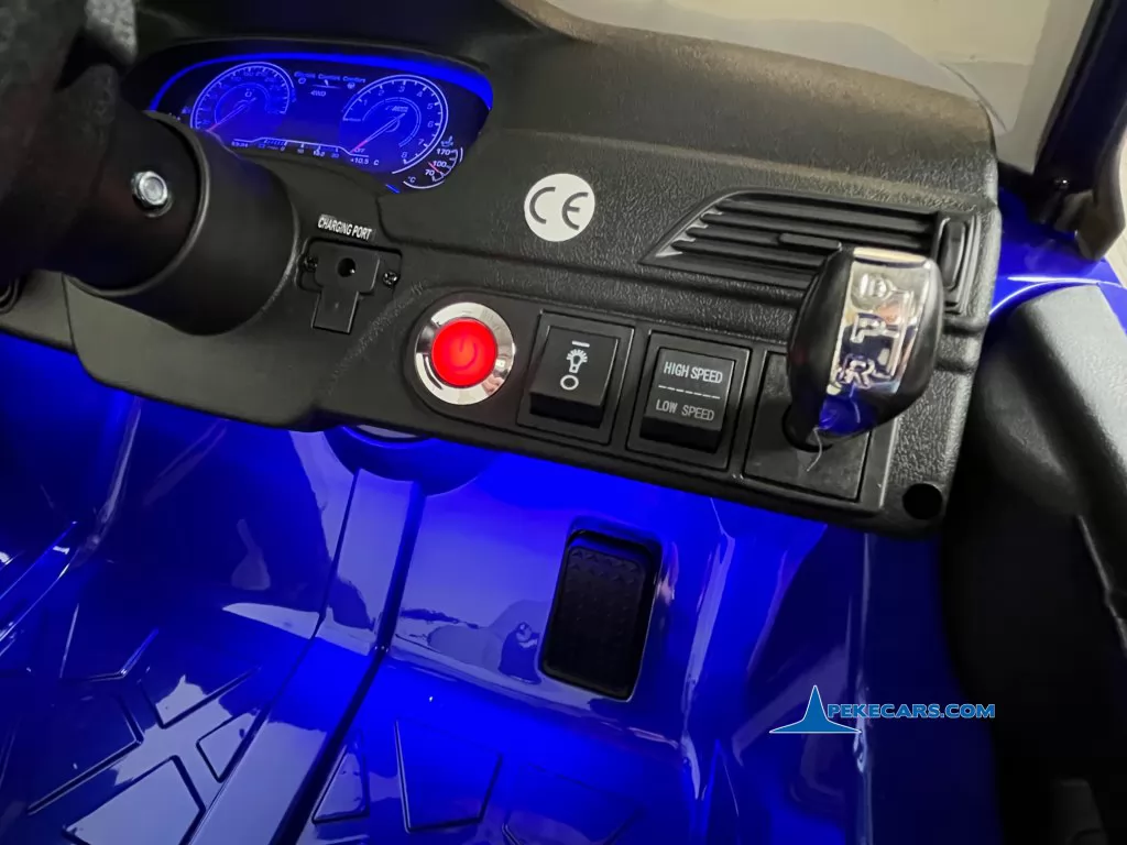bmw m5 mp4 azul metalizado coche electrico niños detalle botonera
