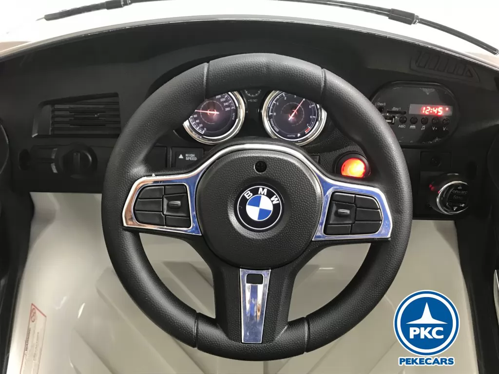 Coche electrico para niños BMW 6 GT 12V Blanco vista volante