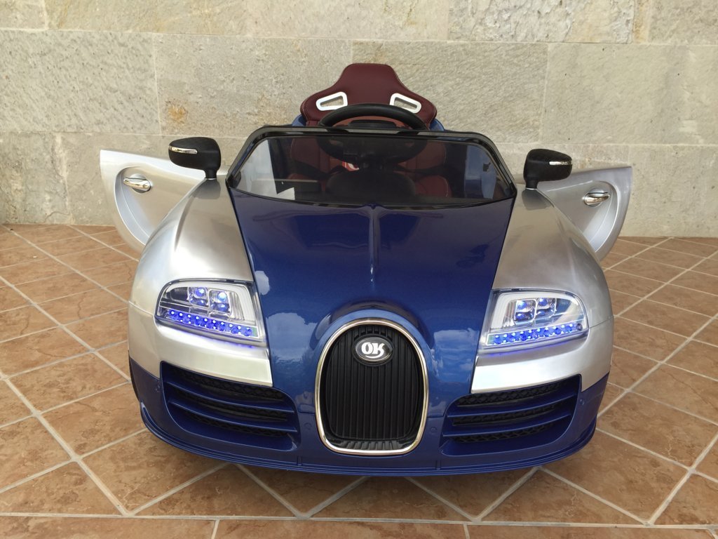 Coche electrico para niños Bugatti Veyron Style Azul Metalizado vista frontal