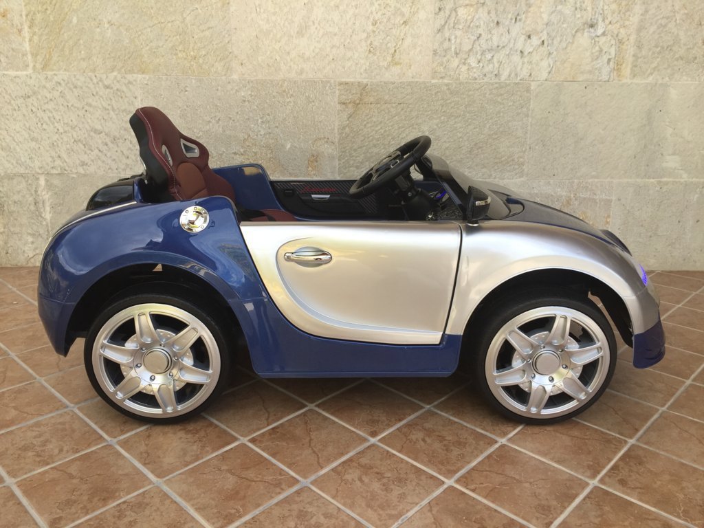 Coche electrico para niños Bugatti Veyron Style Azul Metalizado visto de lado