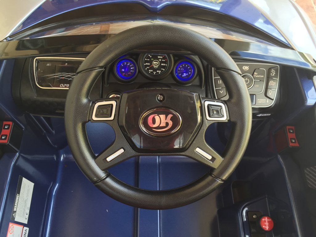 Coche electrico para niños Bugatti Veyron Style Azul Metalizado volante con musica y claxon