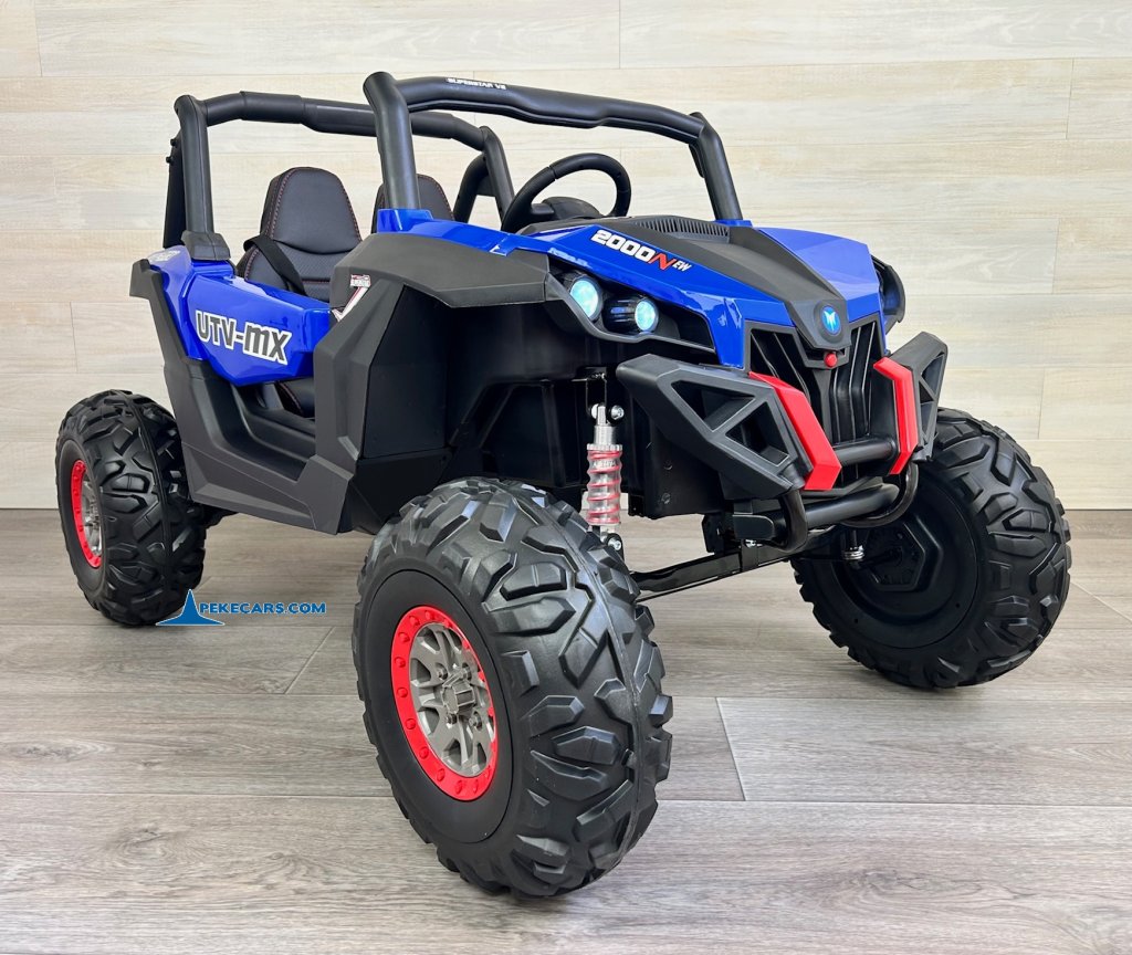 Coche electrico para niños Buggy UTV Azul 24v angulo