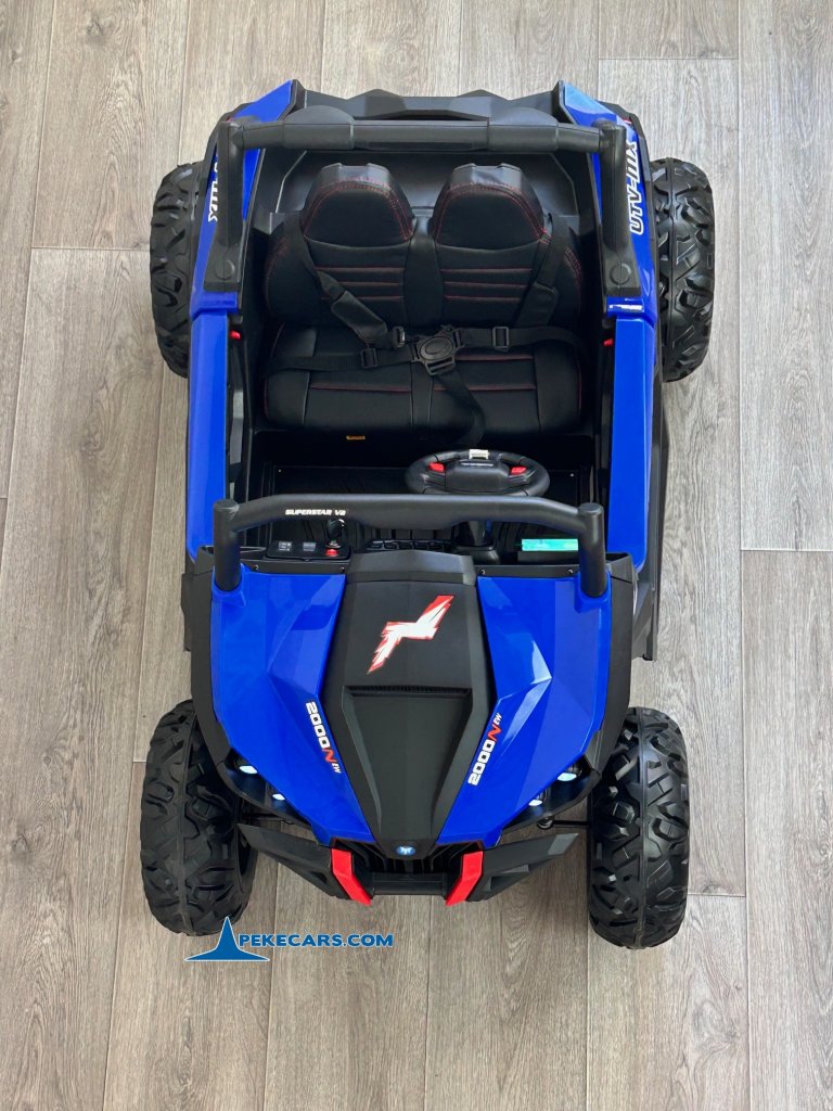 Coche electrico para niños Buggy UTV Azul 24v desde arriba