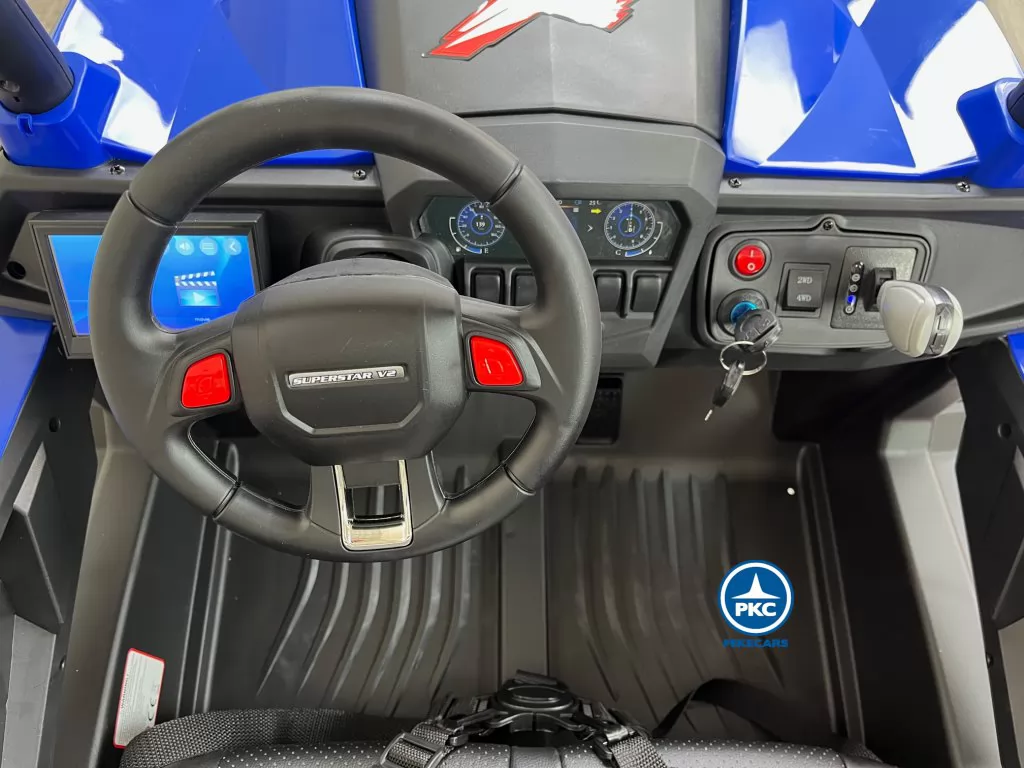 Coche electrico para niños Buggy UTV Azul interior