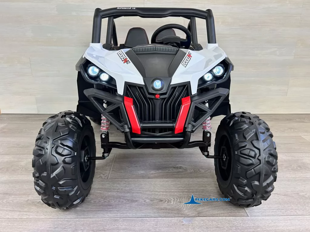 coche para niños Buggy UTV 12V Blanco frontal