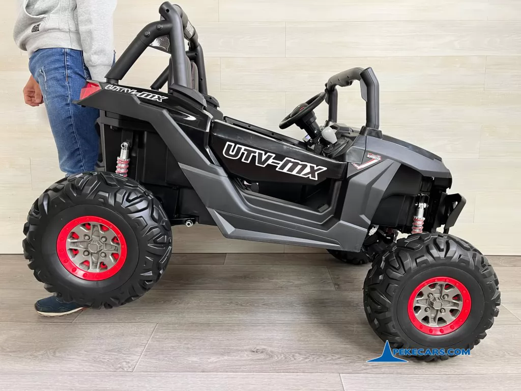 buggy utv 12v mp4 negro coches electricos para niños detalle izquierda