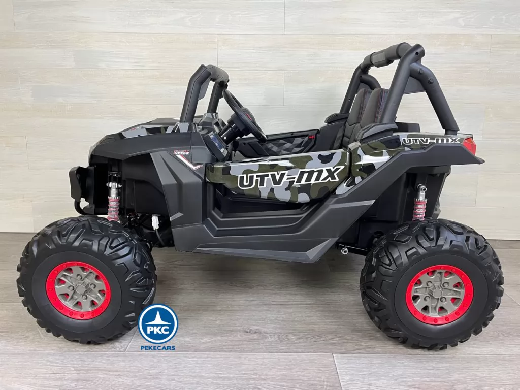 Coche electrico para niños Buggy UTV Verde Camuflaje lateral