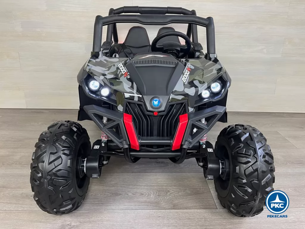 Coche electrico para niños Buggy UTV Verde Camuflaje frontal