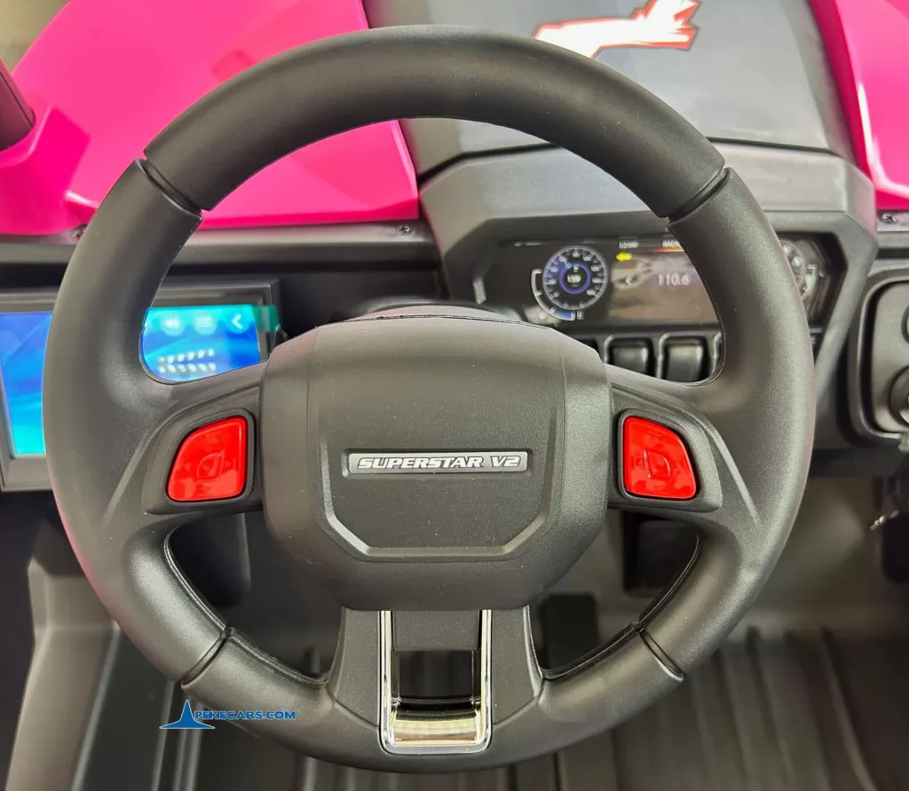 Coche electrico para niños Buggy UTV Rosa volante