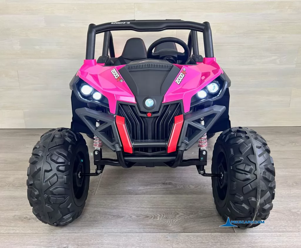 Coche electrico para niños Buggy UTV Rosa vista frontal
