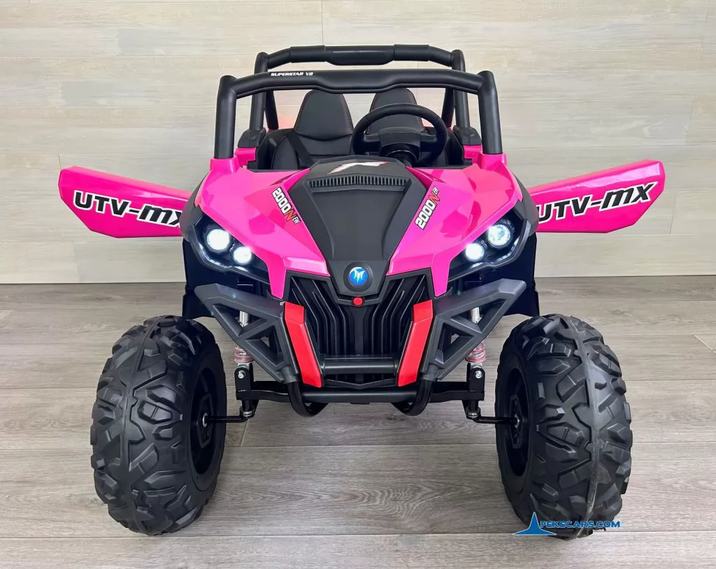 Coche electrico para niños Buggy UTV Rosa puertas abiertas
